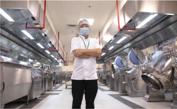  ​Chef Tan in the kitchen that can prepare up to 2,700 meals daily for SGH Campus.