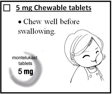 Dosage instructions for 5mg chewable Montelukast tablets